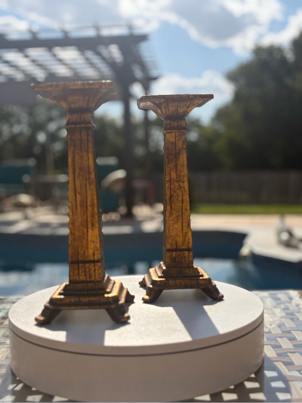 Gold Decorative Column Candle Holders - Home Accents